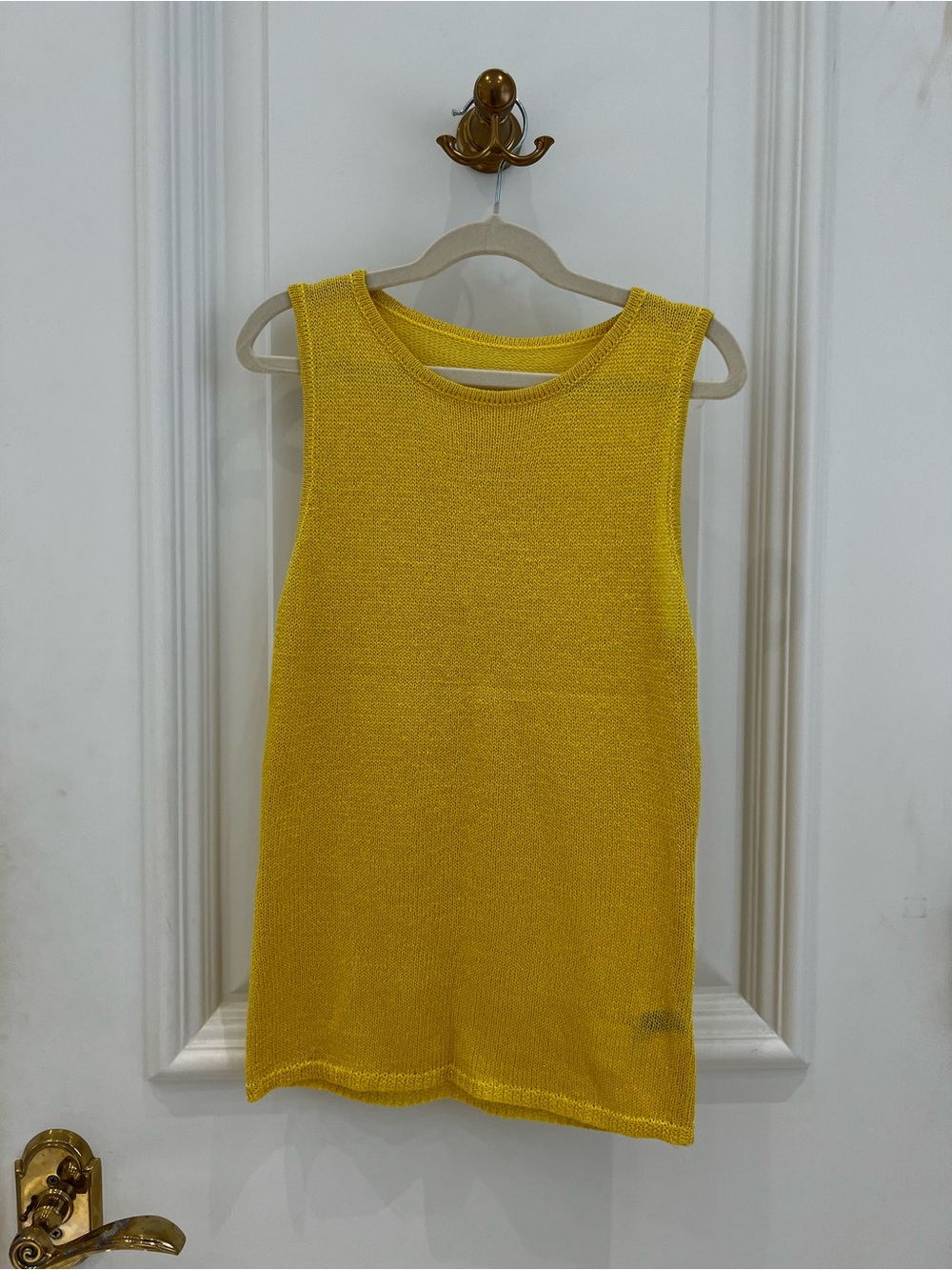 Sleeveless Knit shimmery Tank Top - Yellow